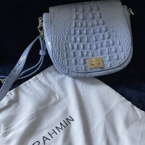 Brahmin Sky Blue Croc-Embossed Crossbody Bag